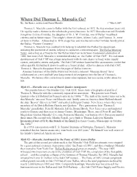 Where Did Thomas L. Marsalis Go? By: Jim Barnes, Architect and Sharon Marsalis 1St March 2007