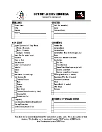 Cowboy Action Shooting Pre-Match Checklist