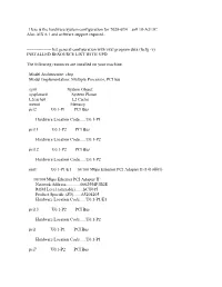 Here Is the Hardware/System Configuration for 7028-6E4 Sn# 10-A313C Also AIX 6.1 and Software Support Required
