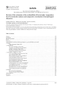 (Percomorpha: Apogonidae) Based on Molecular Analyses and Comparative Reevaluation of Morphological Characters