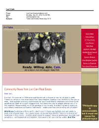 Ready. Willing. Able. Cain. Community News from Lori Cain