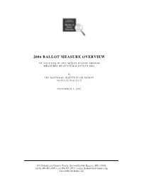 2006 Ballot Measure Overview