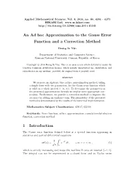 An Ad Hoc Approximation to the Gauss Error Function and a Correction Method