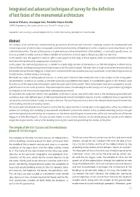 Integrated and Advanced Techniques of Survey for the Definition of Lost Facies of the Monumental Architecture