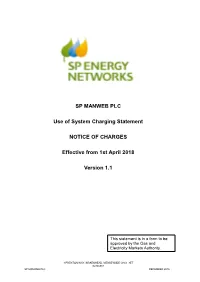 SP MANWEB PLC Use of System Charging