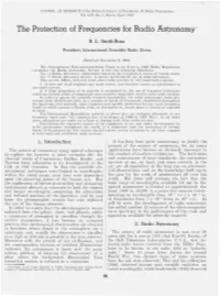 The Protection of Frequencies for Radio Astronomy 1