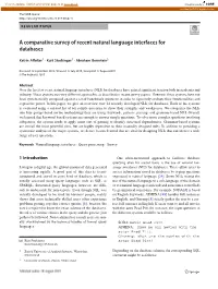 A Comparative Survey of Recent Natural Language Interfaces for Databases