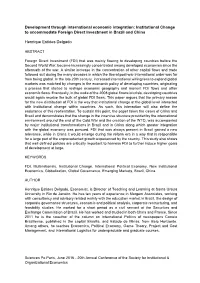 Development Through International Economic Integration: Institutional Change to Accommodate Foreign Direct Investment in Brazil and China