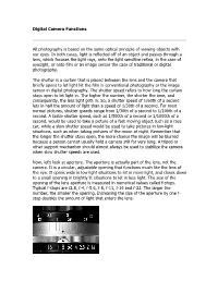 Digital Camera Functions All Photography Is Based on the Same
