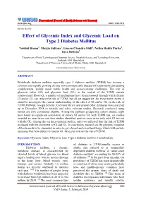 Effect of Glycemic Index and Glycemic Load on Type 2 Diabetes Mellitus