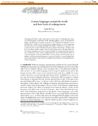 Contact Languages Around the World and Their Levels of Endangerment