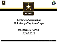Female Chaplains in U.S. Army Chaplain Corps DACOWITS