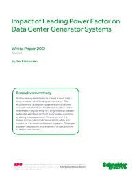 Impact of Leading Power Factor on Data Center Generator Systems