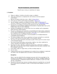 Payroll Inclusions and Exclusions