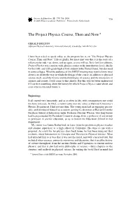 The Project Physics Course, Then and Now⋆
