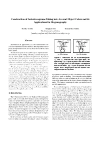 Construction of Autostereograms Taking Into Account Object Colors and Its Applications for Steganography