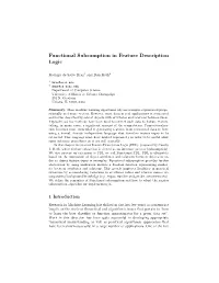 Feature Extraction with Description Logics Functional Subsumption
