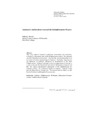 Gadamer's Ambivalence Toward the Enlightenment Project