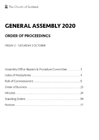 General Assembly 2020 Order of Proceedings