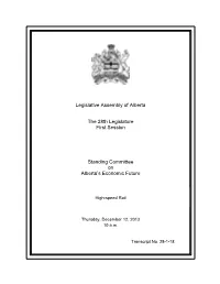 Legislative Assembly of Alberta the 28Th Legislature First Session