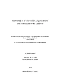 Technologies of Expression, Originality and the Techniques of the Observer