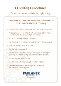 COVID-19 Guidelines Please Be Aware and Do the Right Thing!