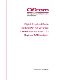 Digital Broadcast Radio Predicted On-Air Coverage Central Scotland Block 11D Regional DAB Multiplex