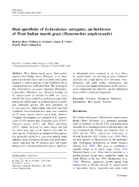 Host Specificity of Ischnodemus Variegatus, an Herbivore of West
