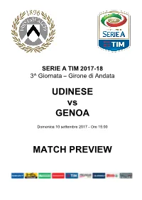UDINESE Vs GENOA MATCH PREVIEW