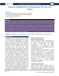 A Review and Application of Cryoprotectant: the Science of Cryonics