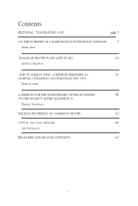 Contents EDITORIAL: ‘TRANSLATING GOD’ Page 3
