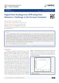 Digital Data Stealing from ATM Using Data Skimmers: Challenge to the Forensic Examiner