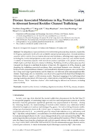 Disease Associated Mutations in KIR Proteins Linked to Aberrant Inward Rectiﬁer Channel Traﬃcking
