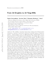 From 2D Droplets to 2D Yang-Mills Arxiv:2010.11923V1 [Hep-Th]