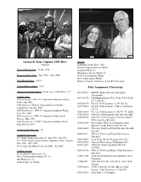 George B. Dom, Captain, USN (Ret.) Duty Assignment Chronology
