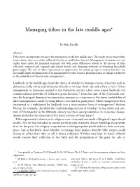 Managing Tithes in the Late Middle Ages*