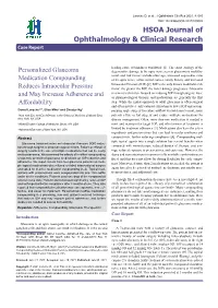 Personalized Glaucoma Medication Compounding Reduces Intraocular Pressure and May Increase Adherence and Affordability