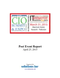 Post Event Report April 25, 2015