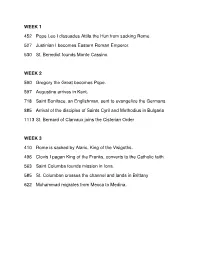WEEK 1 452 Pope Leo I Dissuades Attila the Hun from Sacking Rome