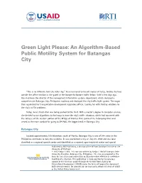 An Algorithm-Based Public Motility System for Batangas City