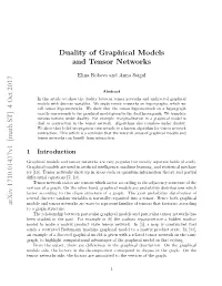 Duality of Graphical Models and Tensor Networks Arxiv:1710.01437V1
