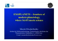 EXOPLANETS – Frontiers of Modern Planetology, Where Sci-Fi Meets Science