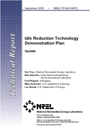 Idle Reduction Technology Demonstration Plan