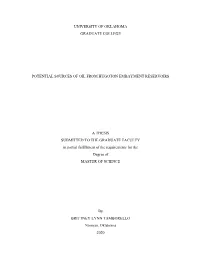 University of Oklahoma Graduate College Potential Sources of Oil from Hugoton Embayment Reservoirs a Thesis Submitted to the Gr