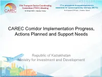 CAREC Corridor Implementation Progress, Actions Planned and Support Needs