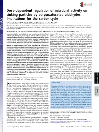 Dose-Dependent Regulation of Microbial Activity on Sinking Particles by Polyunsaturated Aldehydes: Implications for the Carbon Cycle
