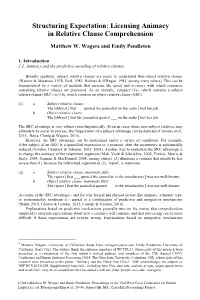 Licensing Animacy in Relative Clause Comprehension