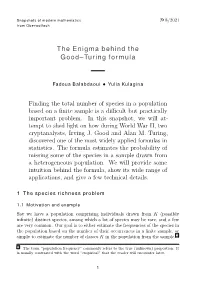 The Enigma Behind the Good–Turing Formula