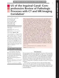 US of the Inguinal Canal: Com- Prehensive Review of Pathologic Processes with CT and MR Imaging Correlation1