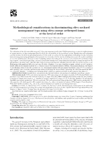 Methodological Considerations in Discriminating Olive-Orchard Management Type Using Olive-Canopy Arthropod Fauna at the Level of Order